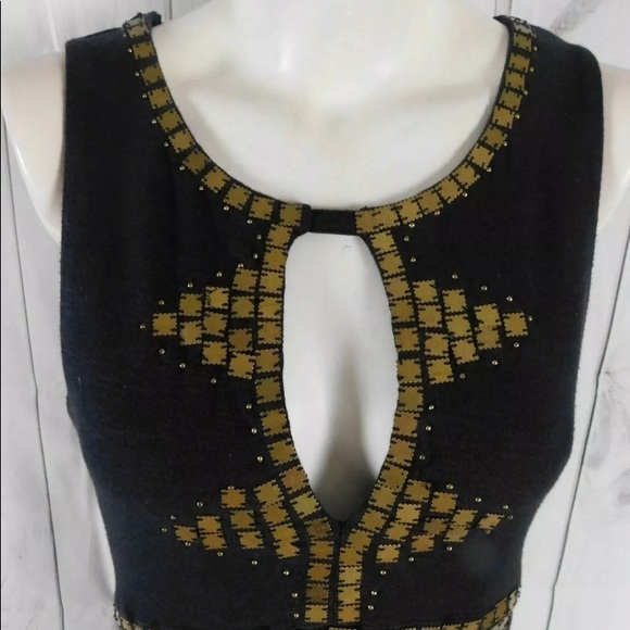 Free People Black Gold Stretch Knit Dress - Picture 3 of 11